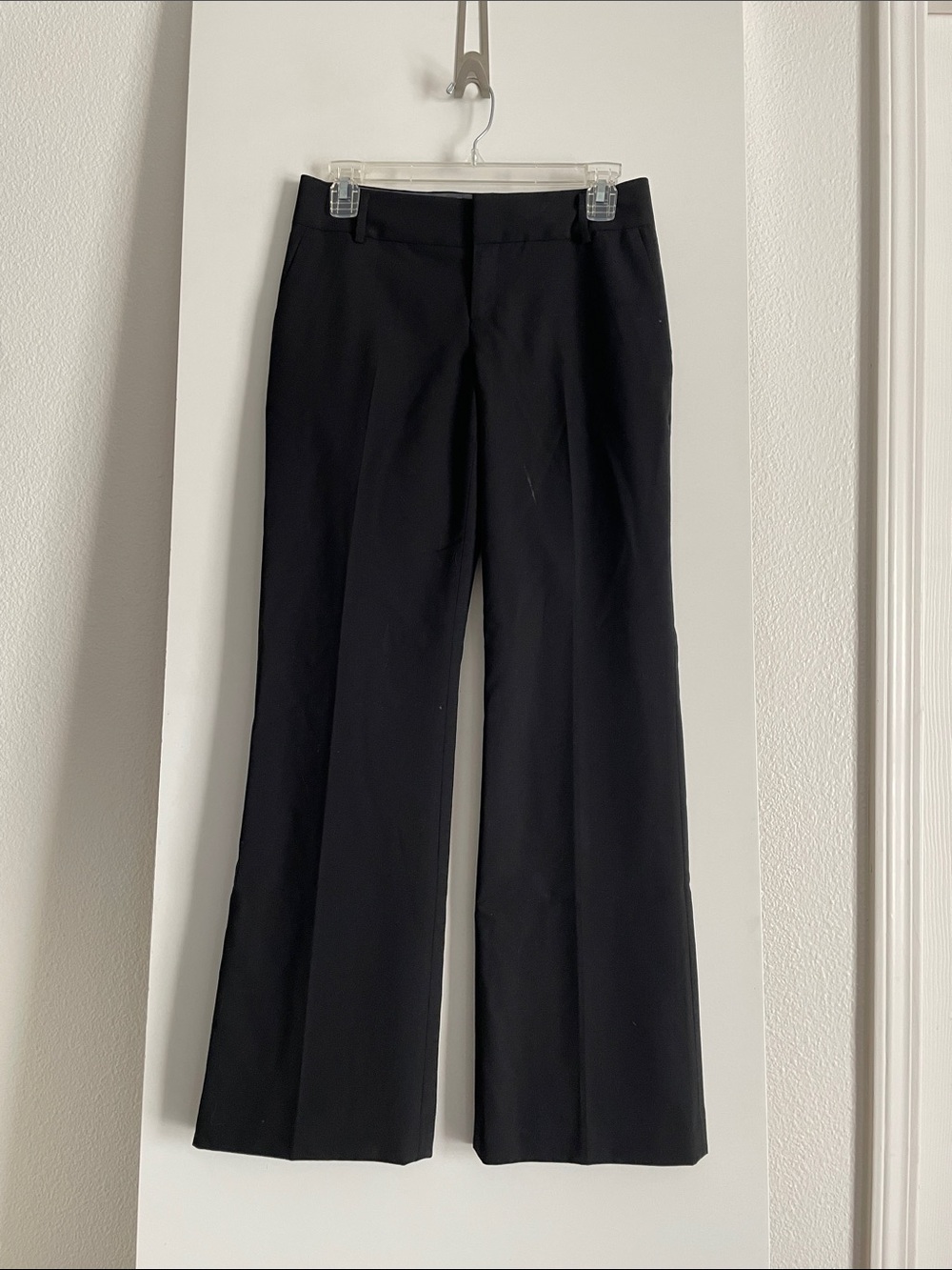 Banana Republic Wool Lined Black Low Rise Straight Leg Trousers Pants